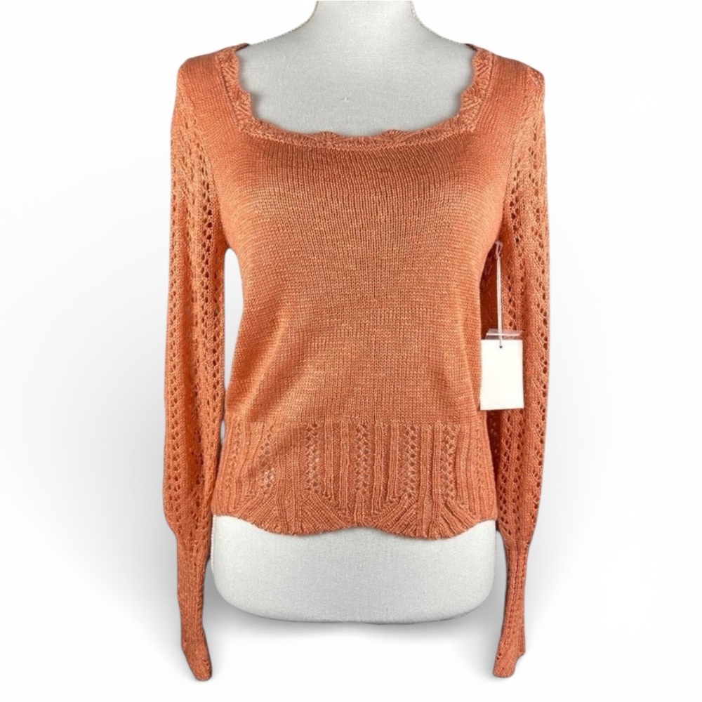 NWT LC Lauren Conrad Blush Crepe Knit Sweater XS Warm Peach Capsule Cozy